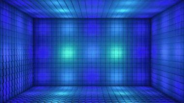 Broadcast Pulsating Hi-Tech Illuminated Cubes Room Stage, Blue, Events, 3D, Loopable, 4K