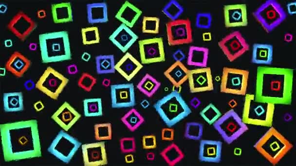 Трансляция Плавающего Вращения Чередуется Ослепляющими Tech Illuminated Squares Multi Color — стоковое видео