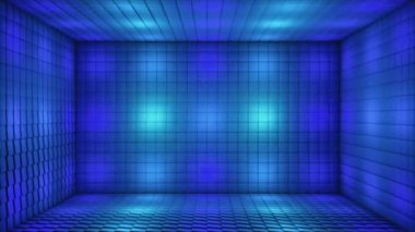 Pulsating Hi-Tech yanıp sönen Küp Odası Sahnesi, Mavi, Olaylar, 3D, Döngü, 4K