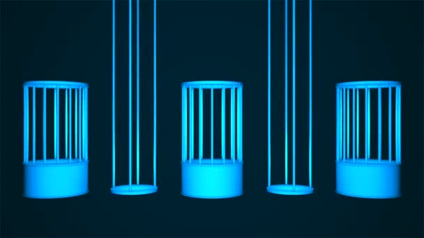 Радиовещание Плавающие Вращающиеся Tech Illuminated Cell Blue Social Loopable — стоковое видео