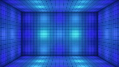 Yüksek Teknolojili Yanıp sönen Küp Odası Sahnesi, Mavi, Olaylar, 3D, Döngülü, 4K