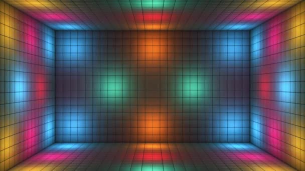 Tech Alternate Blinking Illuminated Cubes Room Stage Multi Color Events — ストック動画