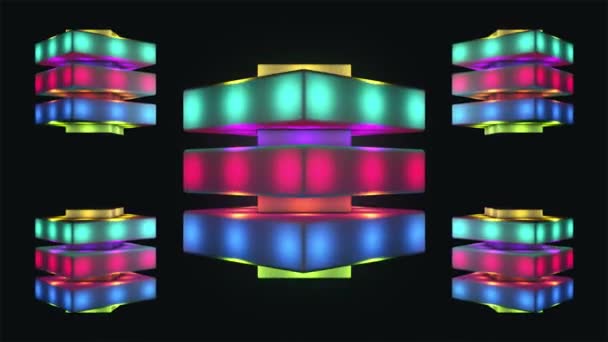 Yayın Yüzen Yüksek Teknoloji Işıklandırılmış Basınçlı Küpler Çoklu Renkler Olaylar — Stok video