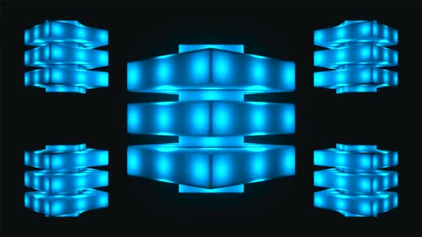 Radiodiffusion Flottant Spinning Tech Lumineux Cubes Compressés Bleu Technologie Boucle — Video