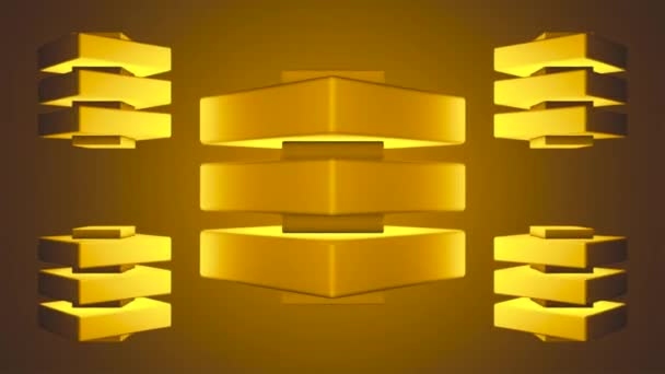 放送用フローティングスピニングブリンク ハイテク照明付き圧縮キューブ ゴールデン テクノロジー ループ可能 — ストック動画