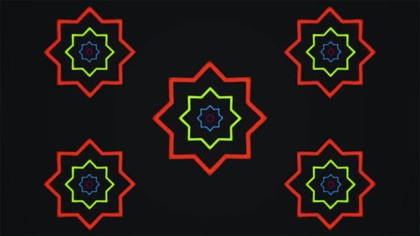 Broadcast Spinning Tech Illuminated Hollow Stars Multi Color Események Loopable — Stock videók