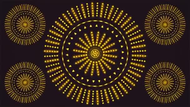 Broadcast Spinning Tech Intermitente Patrones Iluminados Dorado Eventos Loopable — Vídeo de stock