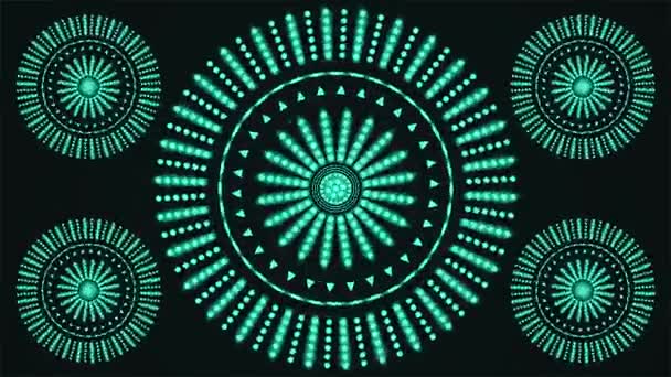 Broadcast Spinning Tech Migające Podświetlone Wzory Zielony Wydarzenia Pętla — Wideo stockowe