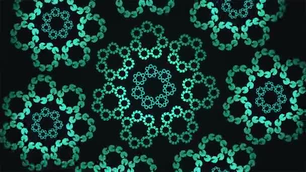 Радиовещание Spiraling Tech Illuminated Hud Flower Patterns Green Benchmark Loopable — стоковое видео