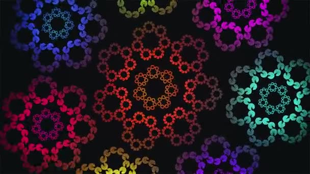 Wirująca Spirala Transmisji Tech Podświetlone Wzorce Kwiatów Hud Multi Color — Wideo stockowe