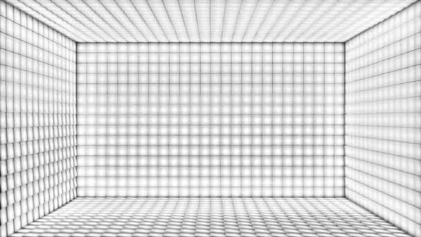 Transmisja Pulsujące Tech Illuminated Cubes Room Stage Skala Szarości Wydarzenia — Wideo stockowe