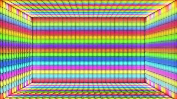 Broadcast Pulsating Tech Megvilágított Kockák Terem Színpad Multi Color Események — Stock videók