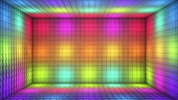 放送脈動 ハイテク照明付きキューブルームステージ マルチカラー イベント ループ可能 — ストック動画