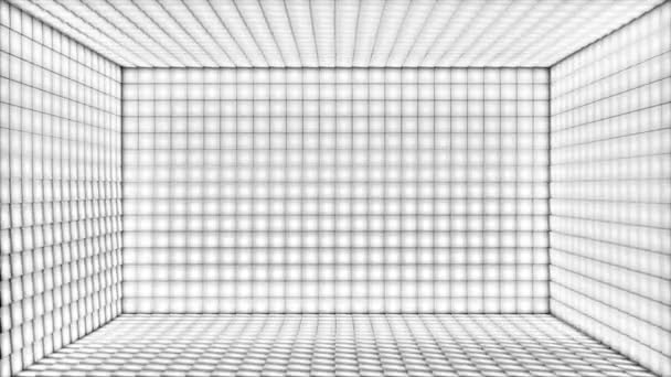 放送脈動 Tech Blinking Illuminated Cubes Room Stage Grayscale Events Loopable — ストック動画