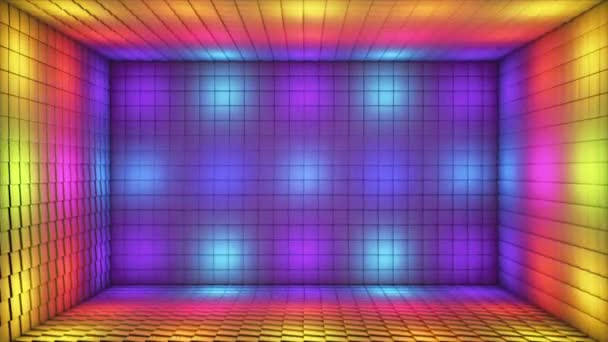 Scène Lumineuse Pièce Cubes Haute Technologie Pulsation Diffusion Multi Couleur — Video