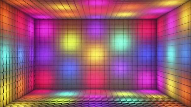 Transmissão Pulsante Tech Iluminado Cubos Room Stage Multi Cor Eventos — Vídeo de Stock