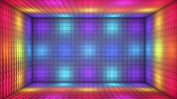 Пульсирующий Tech Ослепляющий Иллюминированными Кубиками Зал Многоцветный Мбаппе Loopable — стоковое видео
