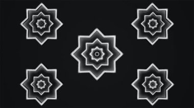 Spinning Hi-Tech 'in Alternatif Işıklandırılmış Yıldızlar, Gri Tonlama, Olaylar, 3D, Döngülenebilir, 4K