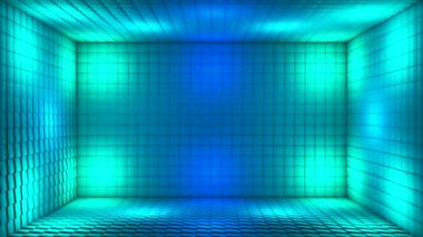 Pulsating Hi-Tech Aydınlatılmış Küp Odası Sahnesi, Çoklu Renk, Olaylar, 3D, Döngü, 4K