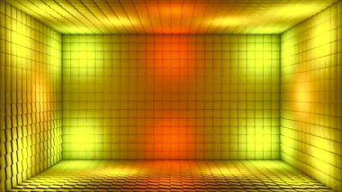 Pulsating Hi-Tech Aydınlatılmış Küp Odası Sahnesi, Çoklu Renk, Olaylar, 3D, Döngü, 4K