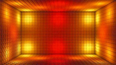 Pulsating Hi-Tech Aydınlatılmış Küp Odası Sahnesi, Çoklu Renk, Olaylar, 3D, Döngü, 4K