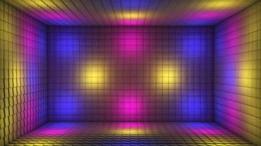 Pulsating Switching Hi-Tech Yanıp sönen Küp Odası Sahnesi, Çoklu Renk, Olaylar, 3D, Döngü, 4K