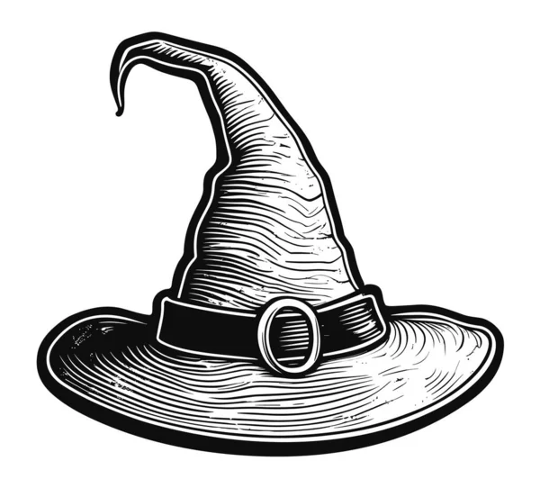 Magiczny Kapelusz Czarownicy Kostium Halloweenowy Czary Ilustracja Graficzna Wektora — Wektor stockowy