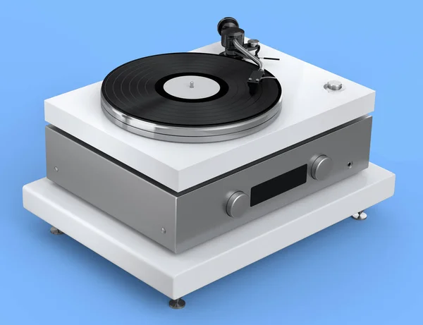 Vinyl Record Player Turntable Retro Vinyl Disk Blue Background Render —  Fotos de Stock