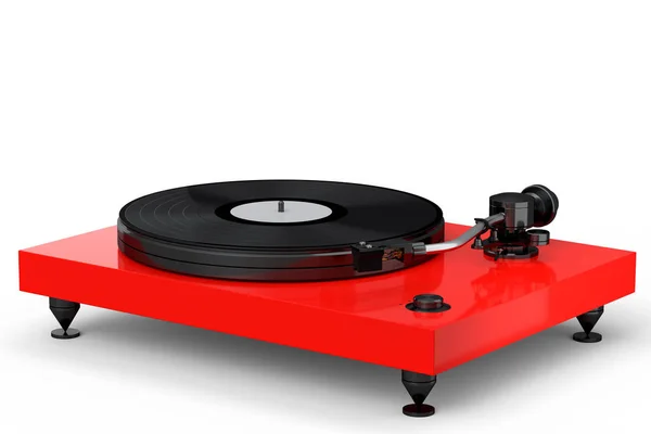 Vinyl Record Player Turntable Retro Vinyl Disk White Background Render — Fotografia de Stock