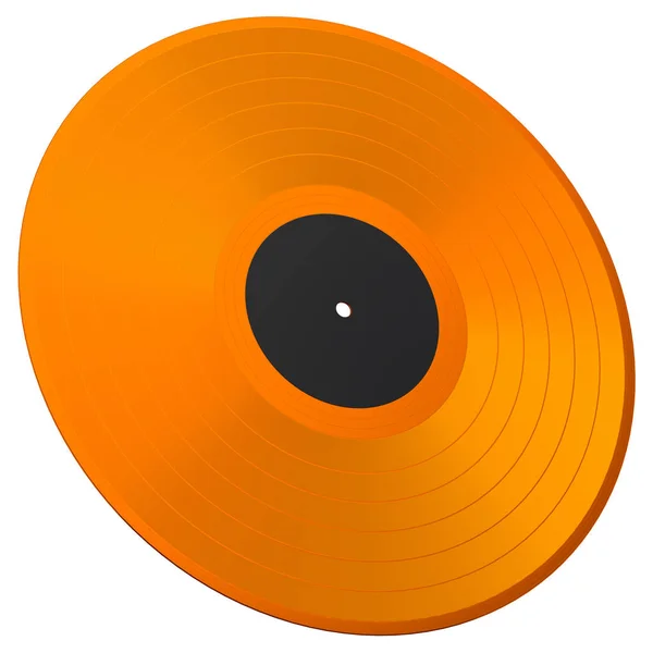 Black Vinyl Record Label Isolated White Background Render Musical Long — Stock fotografie