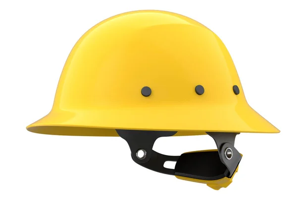 白色背景的黄色安全帽或硬帽 头盔和手工工具的3D渲染和说明 — 图库照片