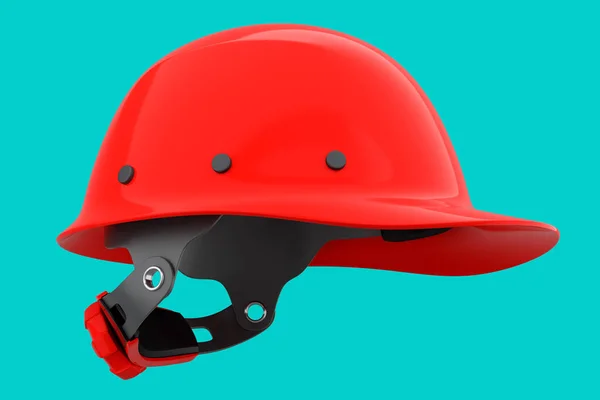Красный Защитный Шлем Жесткая Шапка Зеленом Фоне Рендеринг Иллюстрация Головных — стоковое фото