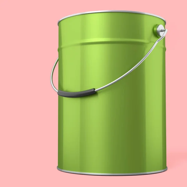Closed Metal Can Buckets Paint Handle Pink Background Render Renovation — стоковое фото
