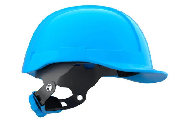 白い背景に隔離された青の安全ヘルメットやハードキャップ 3次元レンダリングとヘッドギアとハンディマンツールのイラスト — ストック写真