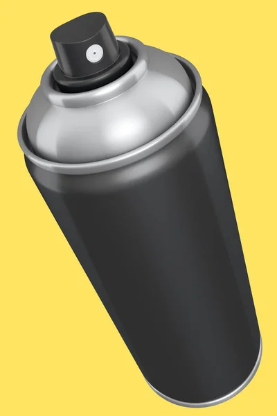 Kan Sprayfärg Isolerad Gul Bakgrund Rendering Spruta Färg Flaska Och — Stockfoto