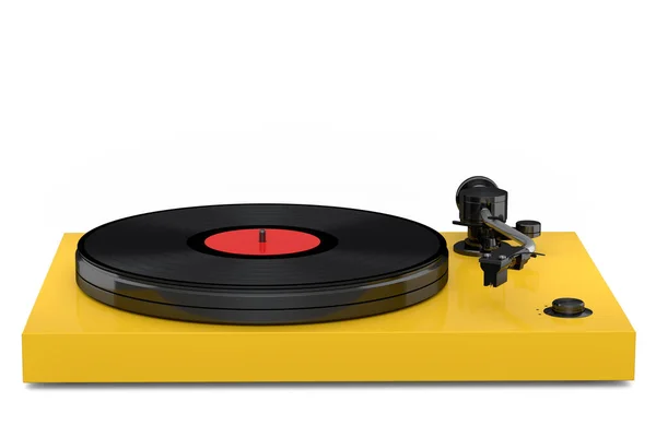 Vinyl Record Player Turntable Retro Vinyl Disk White Background Render — Stok fotoğraf