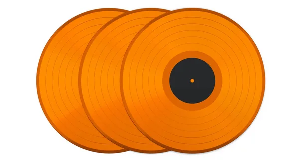 Набор Виниловых Пластинок Лейблом Белом Фоне Рендеринг Музыкального Альбома Длинной — стоковое фото