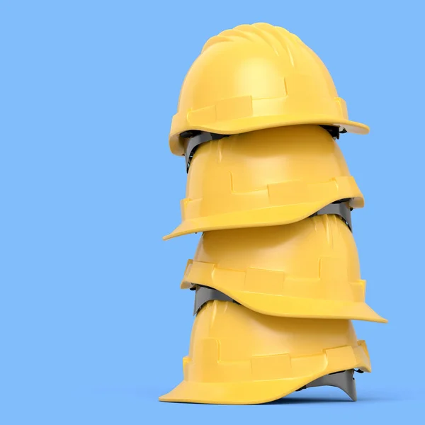 Stack Safety Helmets Hard Caps Blue Background Render Illustration Tool — Stock Photo, Image
