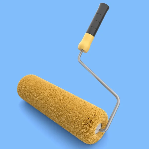 Paint Roller Painting Walls Renovating Apartment Blue Background Render Concept — Stock Photo, Image