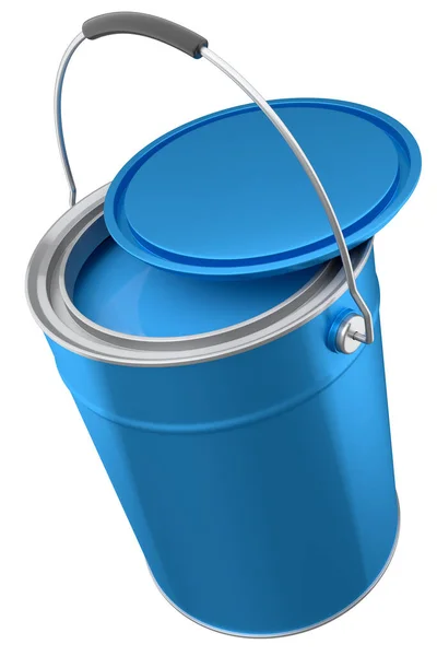 Open Metal Can Buckets Paint Handle White Background Render Renovation — 스톡 사진