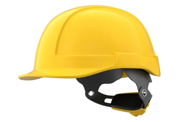 노란색 안전모나 모자가 배경에 분리되어 렌더링 기어와 도구의 — 스톡 사진