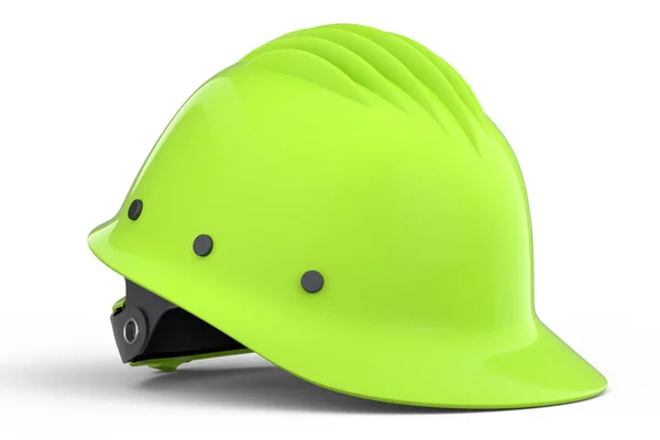 绿色安全帽或硬帽 白色背景隔离 头盔和手工工具的3D渲染和说明 — 图库照片