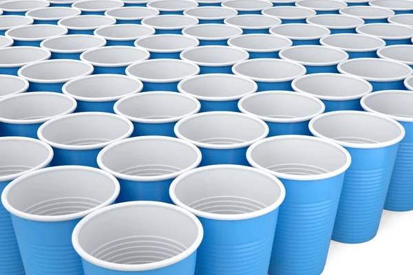 Набор Пластиковых Одноразовые Партии Чашки Изолированы Белом Фоне Рендеринг Стакана — стоковое фото