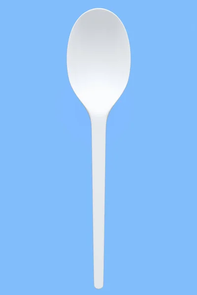 Eco Friendly Disposable Utensils Spoon Blue Background Render Concept Earth — Stok fotoğraf