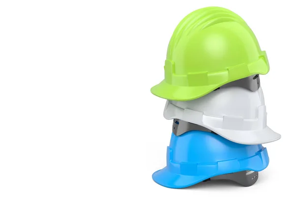 Stack Safety Helmets Hard Caps White Background Render Illustration Tool — Stock Photo, Image