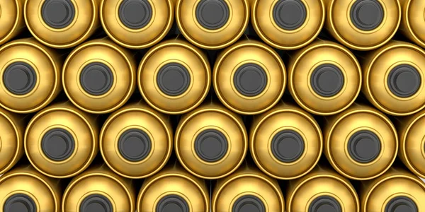 Set Gold Spray Paint Cans Row White Background Render Spray — стоковое фото