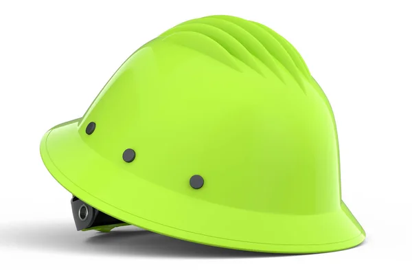 白い背景に隔離された緑の安全ヘルメットやハードキャップ 3次元レンダリングとヘッドギアとハンディマンツールのイラスト — ストック写真