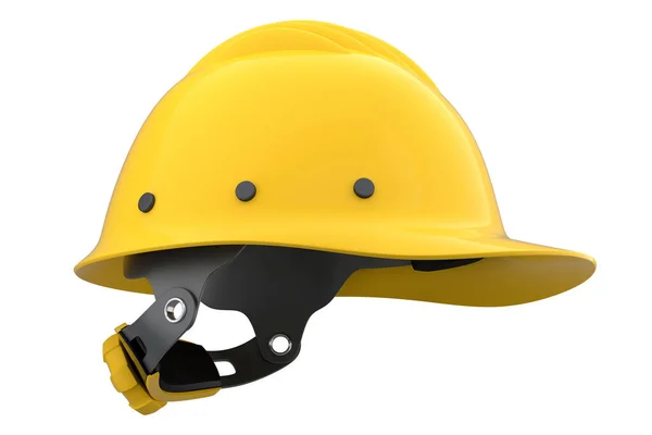 노란색 안전모나 모자가 배경에 분리되어 렌더링 기어와 도구의 — 스톡 사진