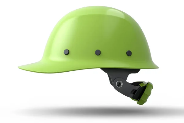 Зеленый Защитный Шлем Жесткая Шапка Белом Фоне Рендеринг Иллюстрация Головных — стоковое фото