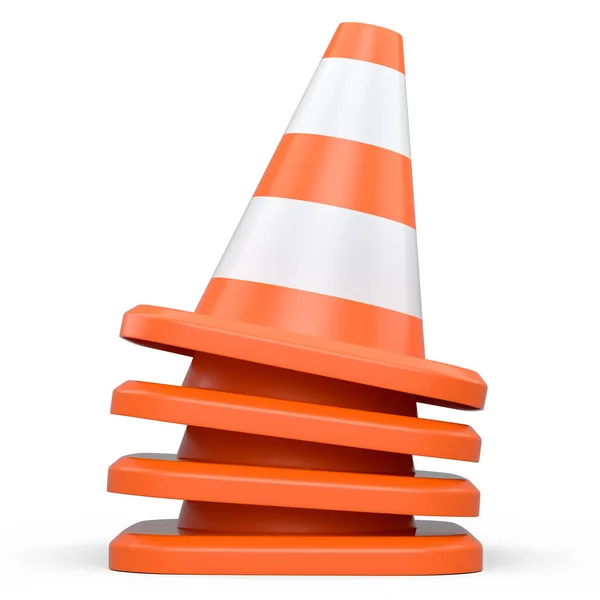 Set Traffic Cones Construction Road Work White Background Render Concept — Stock Photo, Image